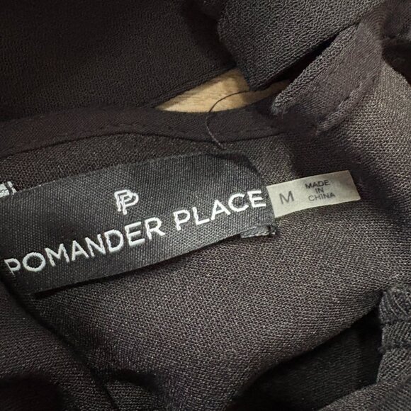 Tuckernuck Black Faye Blouse size M medium ruffle neck bow back 3/4 sleeve top - Picture 6 of 10